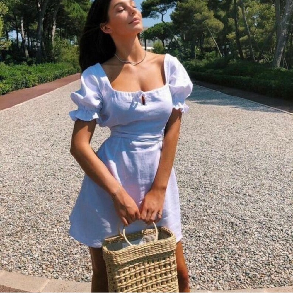With Jean White Linen Mini Dress